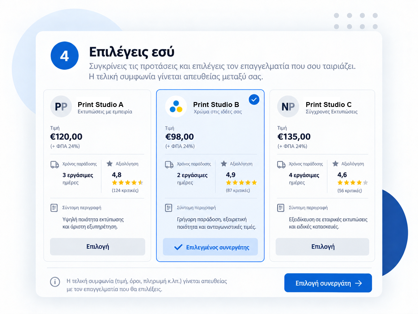 Επιλέγεις εσύ τον επαγγελματία που σου ταιριάζει